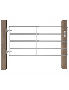 Cancello da Giardino in Acciaio 5 Sbarre (95-170)x90 cm Argento