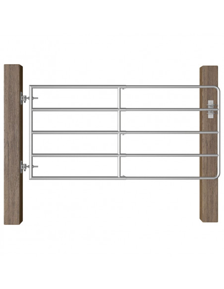 Cancello da Giardino in Acciaio 5 Sbarre (95-170)x90 cm Argento