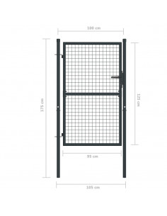 Cancello da Giardino in Acciaio Zincato 100x175 cm Grigio