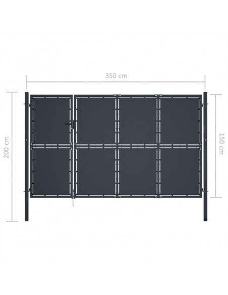 Cancello di Recinzione in Acciaio 350x150 cm Antracite