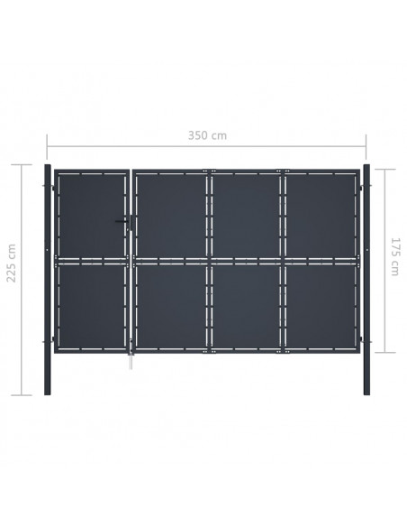 Cancello di Recinzione in Acciaio 350x175 cm Antracite