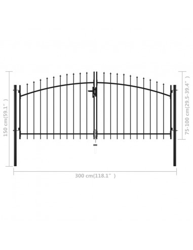 Cancello Doppio con Punte a Lancia 300x150 cm