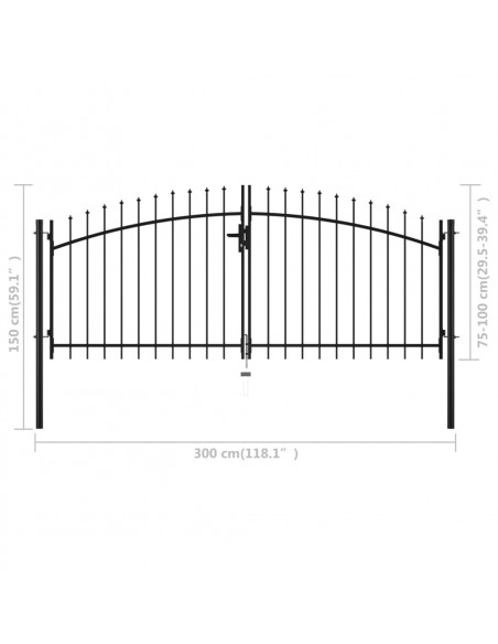 Cancello Doppio con Punte a Lancia 300x150 cm