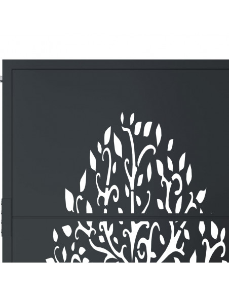 Cancello Giardino Antracite 105x130 cm in Acciaio Design Albero