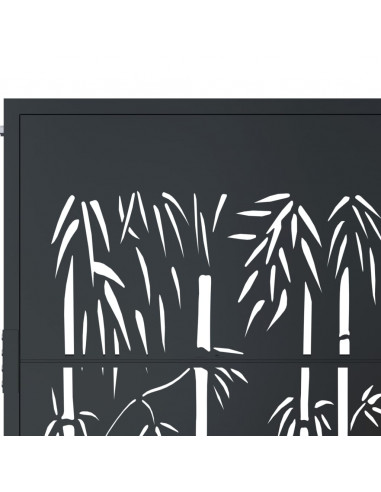 Cancello da giardino antracite 100x125 cm acciaio design bambù