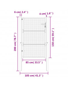 Cancello da Giardino Antracite 100x150 cm in Acciaio