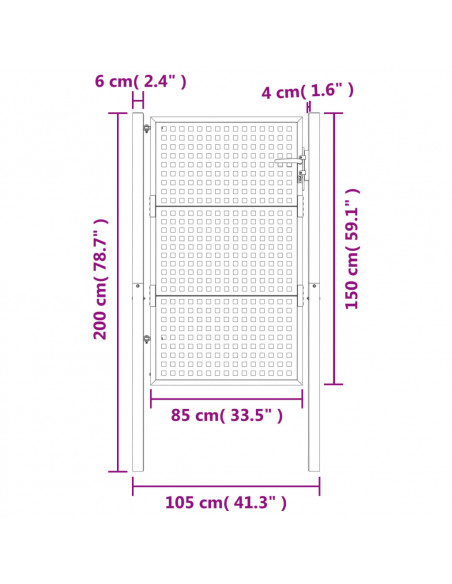 Cancello da Giardino Antracite 100x150 cm in Acciaio