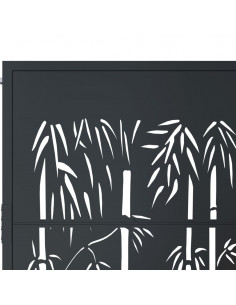 Cancello Giardino Antracite 105x205 cm in Acciaio Design Bambù