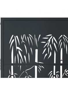 Cancello Giardino Antracite 105x80 cm in Acciaio Design Bambù
