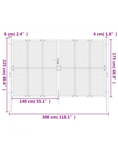 Cancello Giardino Antracite 300x225 cm in Acciaio