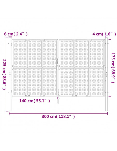 Cancello Giardino Antracite 300x225 cm in Acciaio