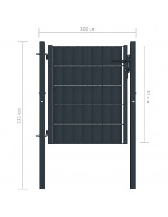 Cancello in PVC e Acciaio 100x81 cm Antracite
