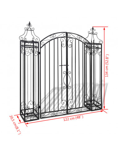 Cancello Ornamentale da Giardino Ferro Battuto 122x20,5x134 cm