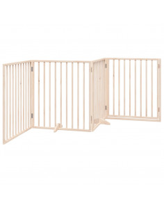 Cancello per Cani con Porta Pieghevole 4 Pannelli 320 cm Pioppo