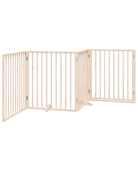 Cancello per Cani con Porta Pieghevole 4 Pannelli 320 cm Pioppo