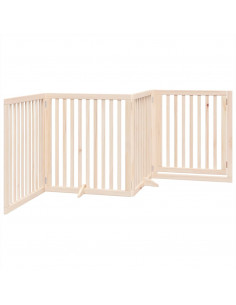 Cancello per Cani con Porta Pieghevole 4 Pannelli 320 cm Pioppo
