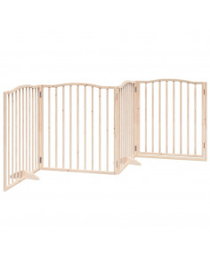 Cancello per Cani con Porta Pieghevole 4 Pannelli 320 cm Pioppo