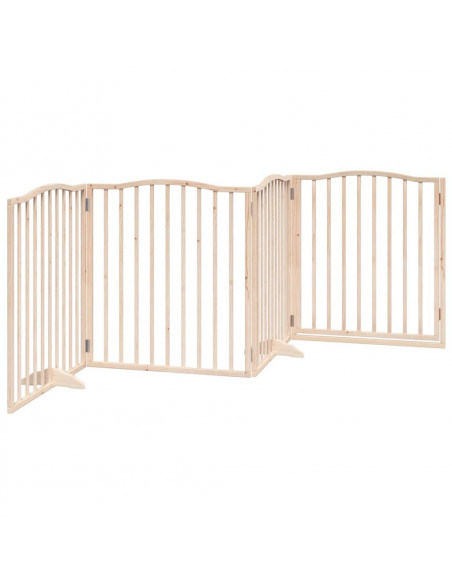 Cancello per Cani con Porta Pieghevole 4 Pannelli 320 cm Pioppo