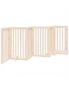 Cancello per Cani con Porta Pieghevole 6 Pannelli 300 cm Pioppo