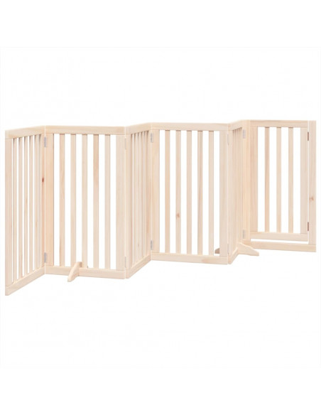 Cancello per Cani con Porta Pieghevole 6 Pannelli 300 cm Pioppo