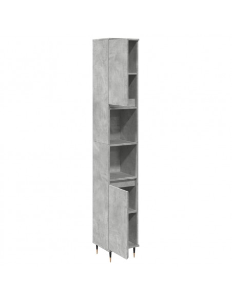 Armadietto Bagno Grigio Cemento 30x30x190 cm Legno Multistrato