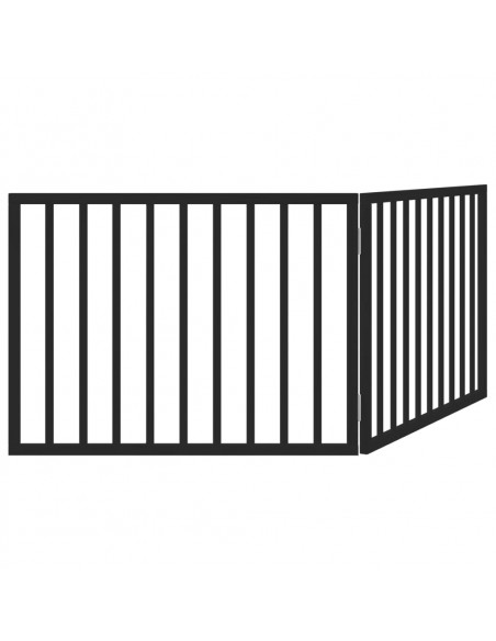 Cancello per Cani Pieghevole 2 Pannelli Nero 160cm Legno Pioppo