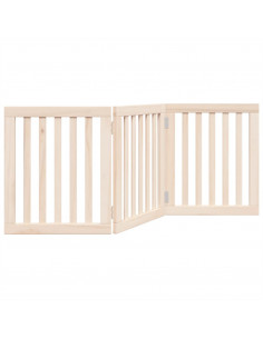 Cancello per Cani Pieghevole 3 Pannelli 150 cm Legno di Pioppo