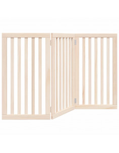 Cancello per Cani Pieghevole 3 Pannelli 150 cm Legno di Pioppo