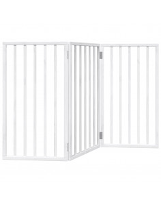 Cancello per Cani Pieghevole 3 Pannelli Bianco 150 cm Pioppo