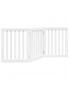 Cancello per Cani Pieghevole 3 Pannelli Bianco 150 cm Pioppo