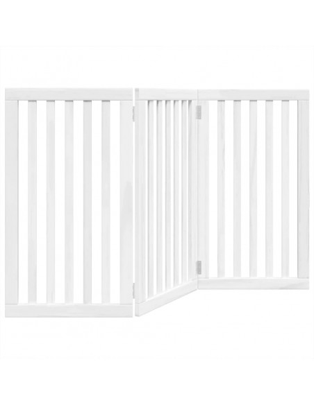 Cancello per Cani Pieghevole 3 Pannelli Bianco 150 cm Pioppo