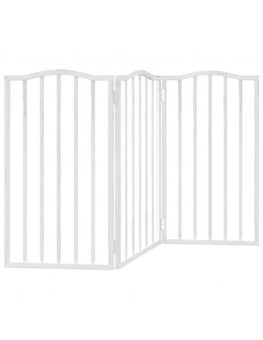 Cancello per Cani Pieghevole 3 Pannelli Bianco 150 cm Pioppo