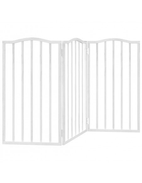 Cancello per Cani Pieghevole 3 Pannelli Bianco 150 cm Pioppo