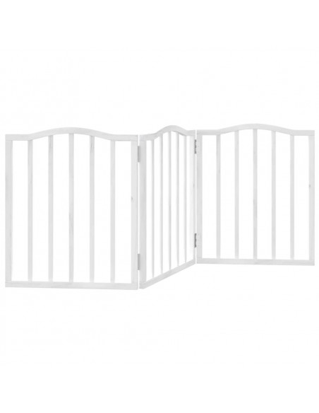 Cancello per Cani Pieghevole 3 Pannelli Bianco 150 cm Pioppo