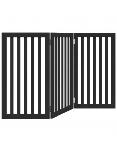 Cancello per Cani Pieghevole 3 Pannelli Nero 150cm Legno Pioppo