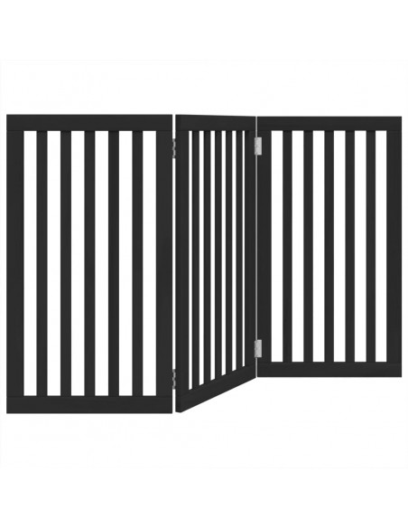 Cancello per Cani Pieghevole 3 Pannelli Nero 150cm Legno Pioppo
