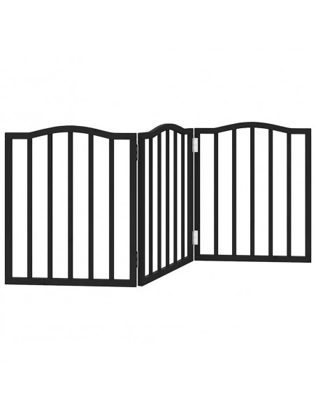 Cancello per Cani Pieghevole 3 Pannelli Nero 150cm Legno Pioppo
