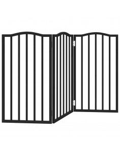 Cancello per Cani Pieghevole 3 Pannelli Nero 150cm Legno Pioppo