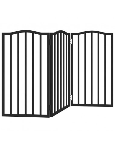 Cancello per Cani Pieghevole 3 Pannelli Nero 150cm Legno Pioppo