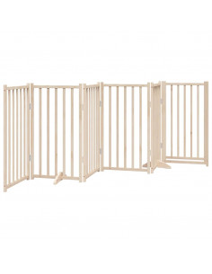 Cancello per Cani Pieghevole 6 Pannelli 300 cm Massello Abete