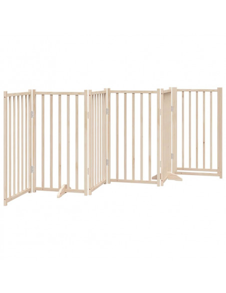 Cancello per Cani Pieghevole 6 Pannelli 300 cm Massello Abete