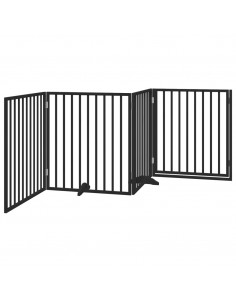 Cancello per Cani Porta Pieghevole Nero 4 Pannelli 320cm Pioppo