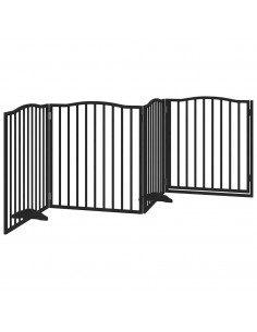 Cancello per Cani Porta Pieghevole Nero 4 Pannelli 320cm Pioppo