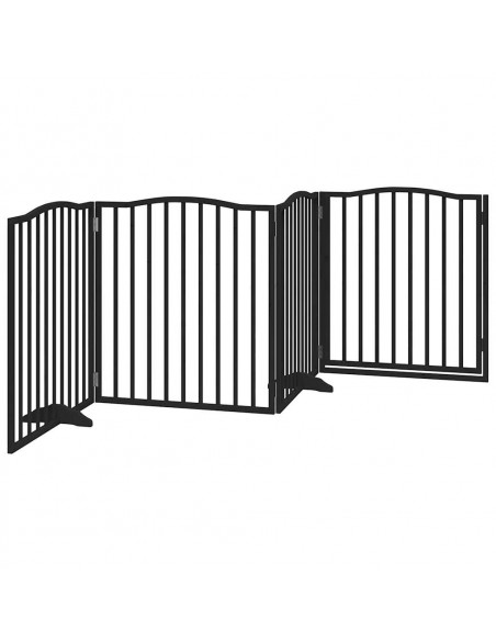 Cancello per Cani Porta Pieghevole Nero 4 Pannelli 320cm Pioppo
