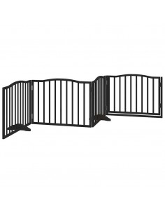 Cancello per Cani Porta Pieghevole Nero 4 Pannelli 320cm Pioppo