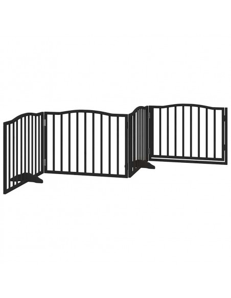 Cancello per Cani Porta Pieghevole Nero 4 Pannelli 320cm Pioppo