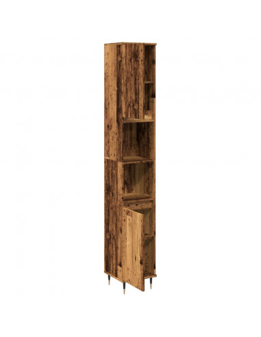 Armadietto Bagno Legno Antico 30x30x190 cm in Legno Multistrato