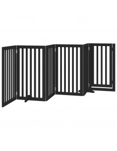 Cancello per Cani Porta Pieghevole Nero 6 Pannelli 300cm Pioppo