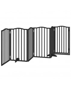 Cancello per Cani Porta Pieghevole Nero 6 Pannelli 300cm Pioppo