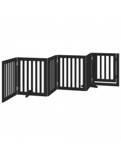 Cancello per Cani Porta Pieghevole Nero 6 Pannelli 300cm Pioppo